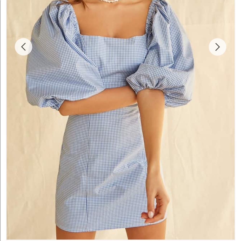 Gingham Balloon Sleeve Dress